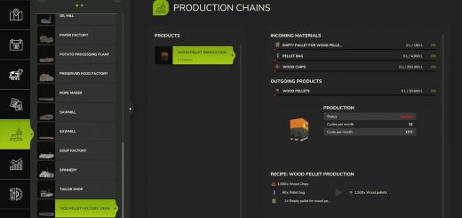 Fully animated wood pellet production system V1.3