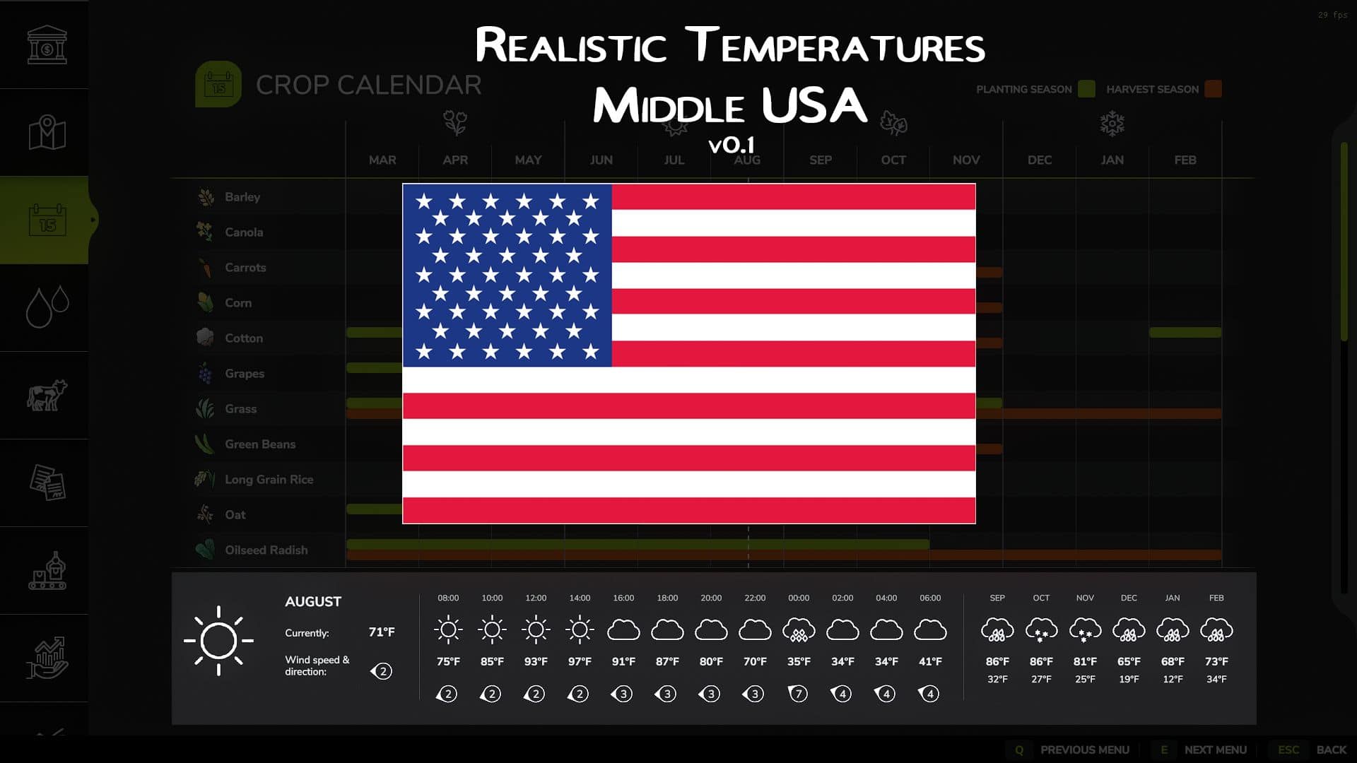 Realistic Temperatures Middle USA v1.0