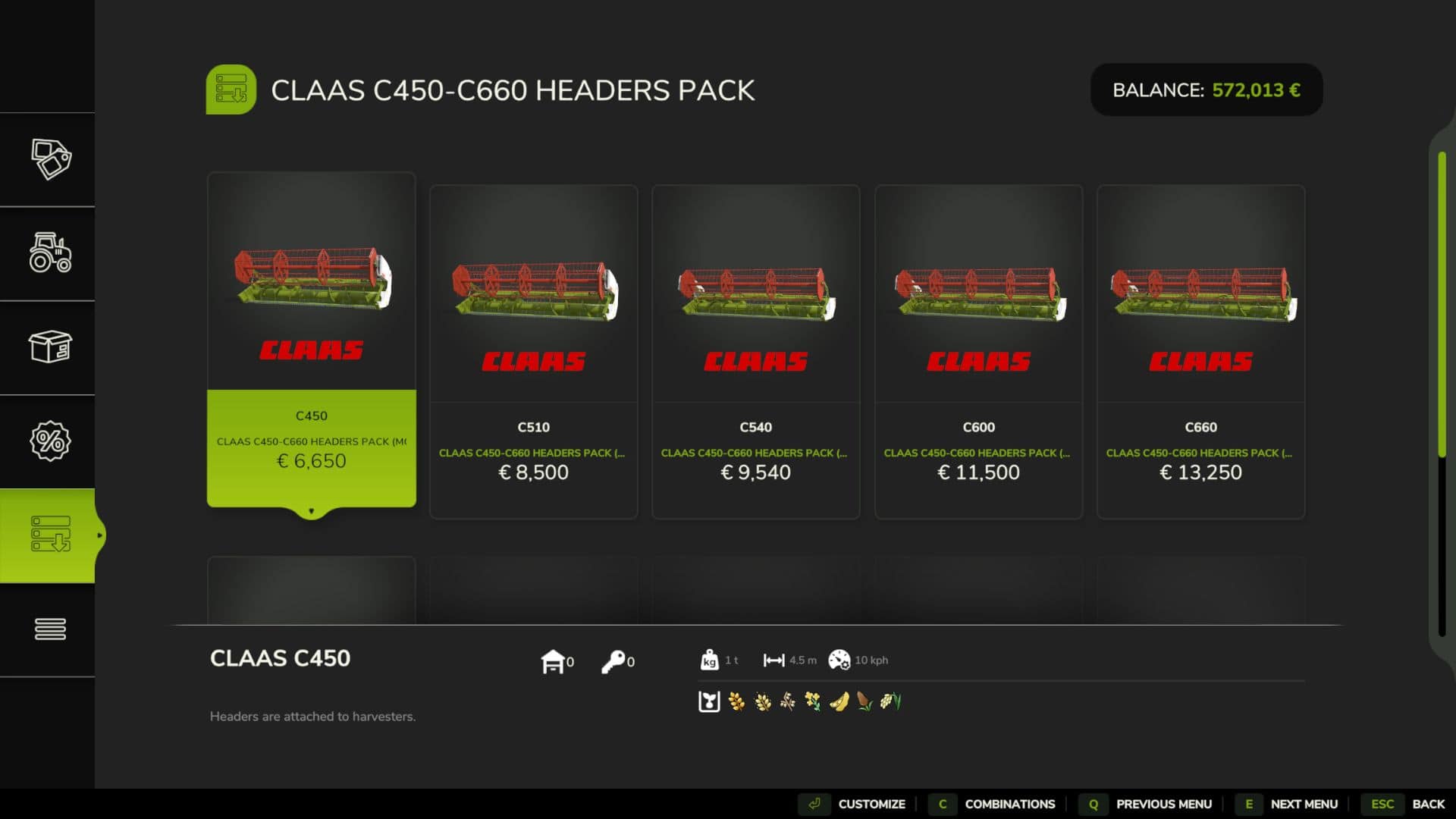 Claas C450-C600 Pack V1.0