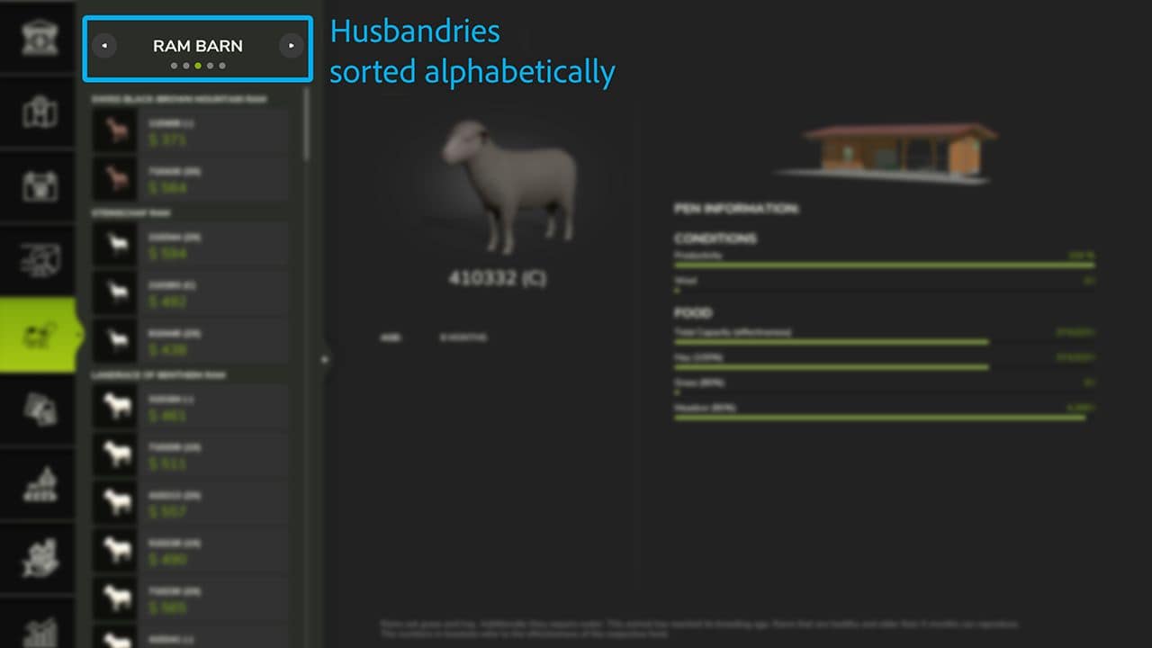 Sort animal husbandries alphabetically V1.0