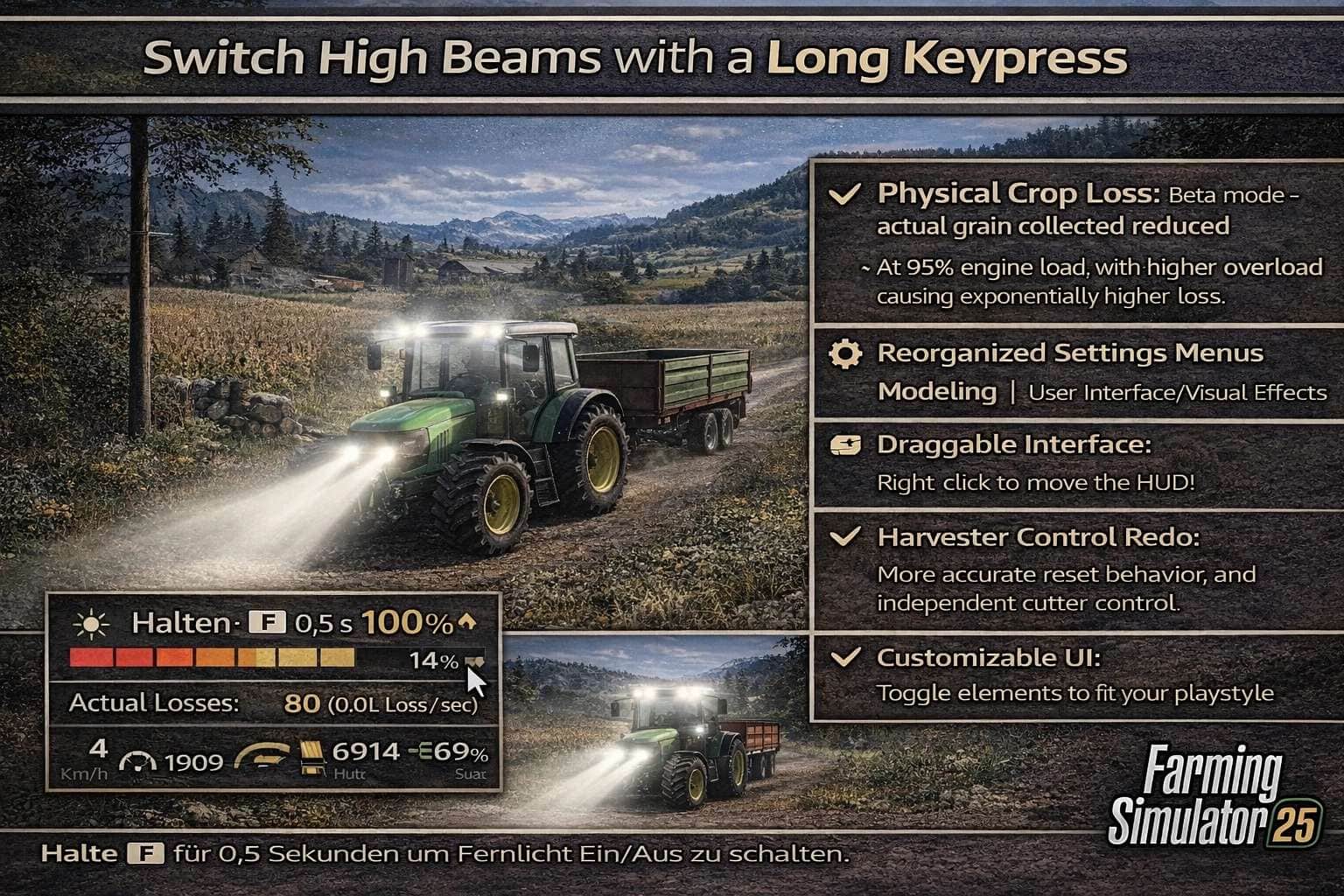 High beam via long button press v1.0