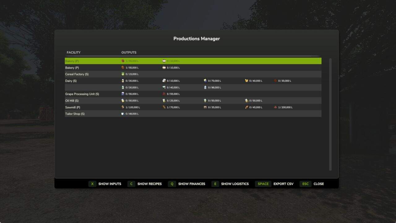 Productions Manager v1.0
