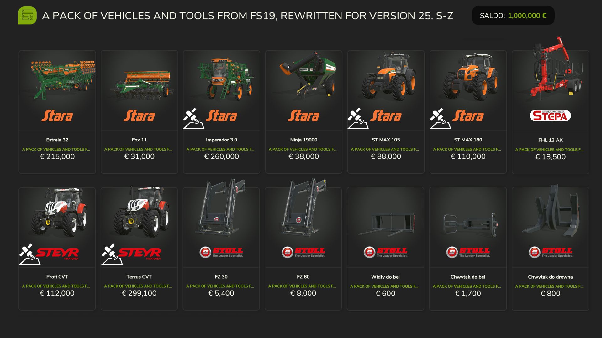 FS19 Vehicles and Tools (S-Z) v1.0.0.1