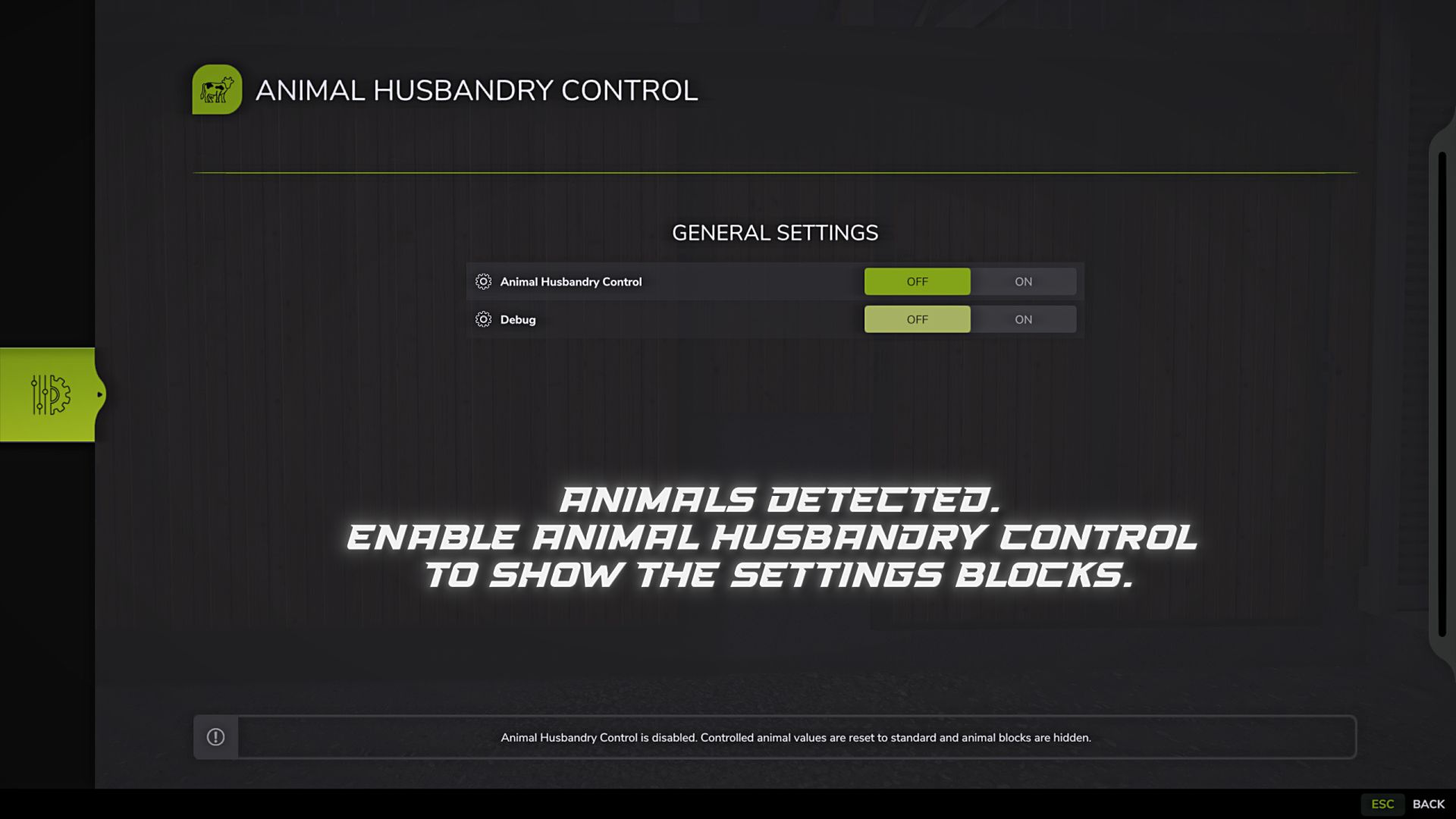 Animal Husbandry Control BETA v1.0