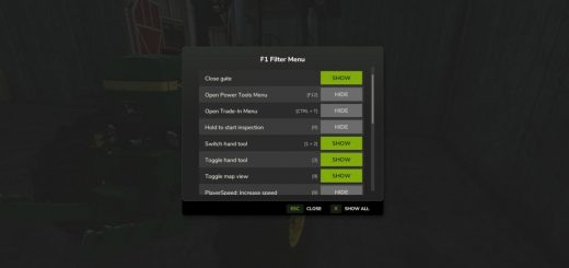 F1 Filter Menu v1.0