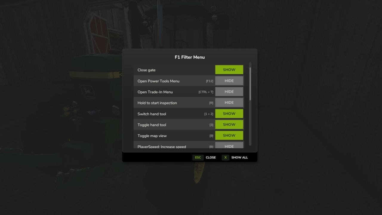 F1 Filter Menu v1.0