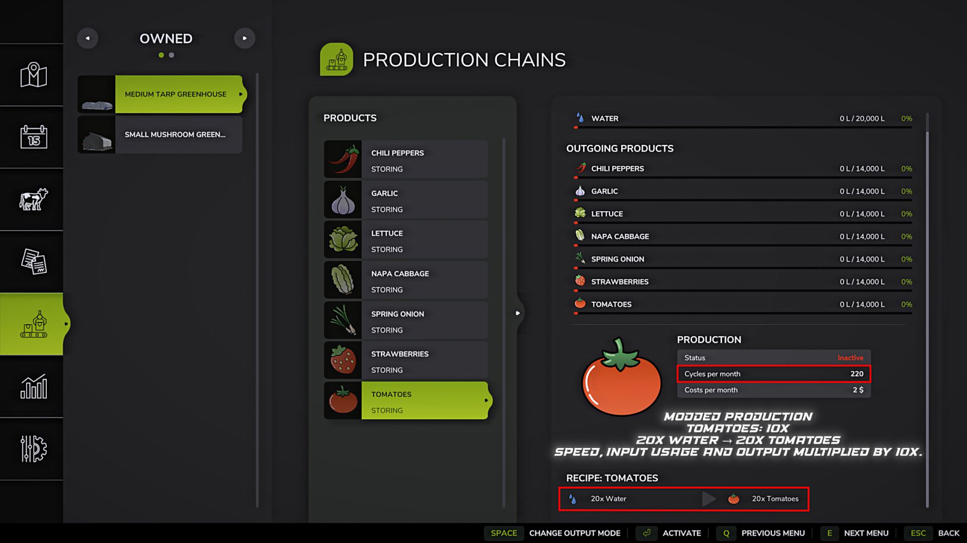 Greenhouse production control v1.0