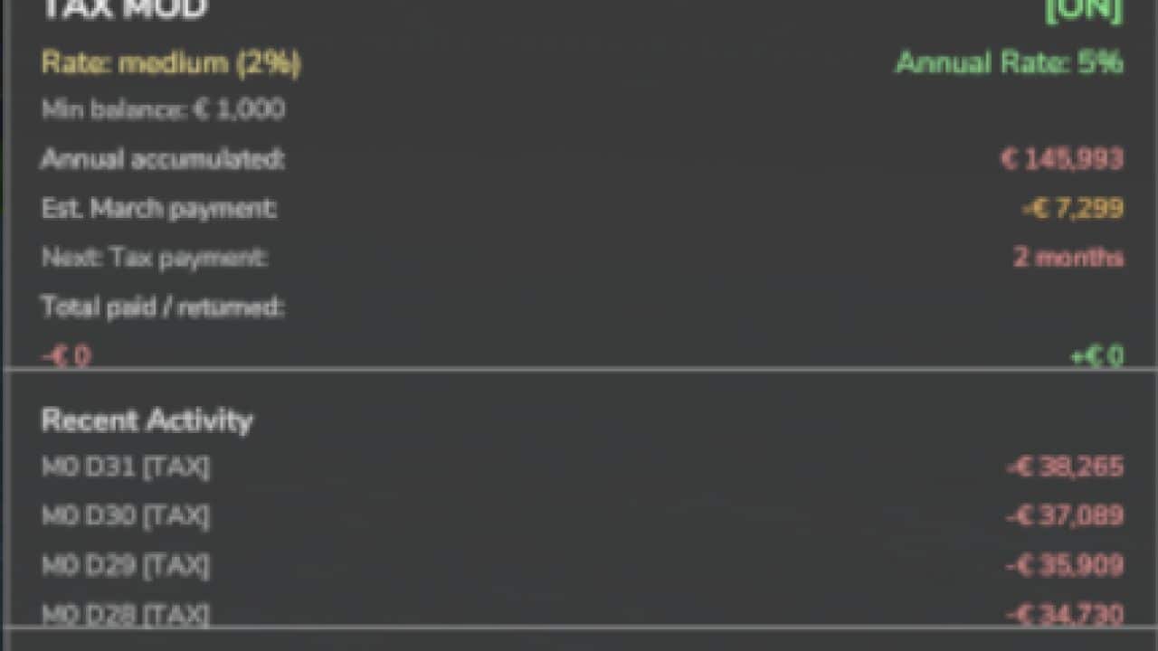 Tax Mod v1.1.5.0