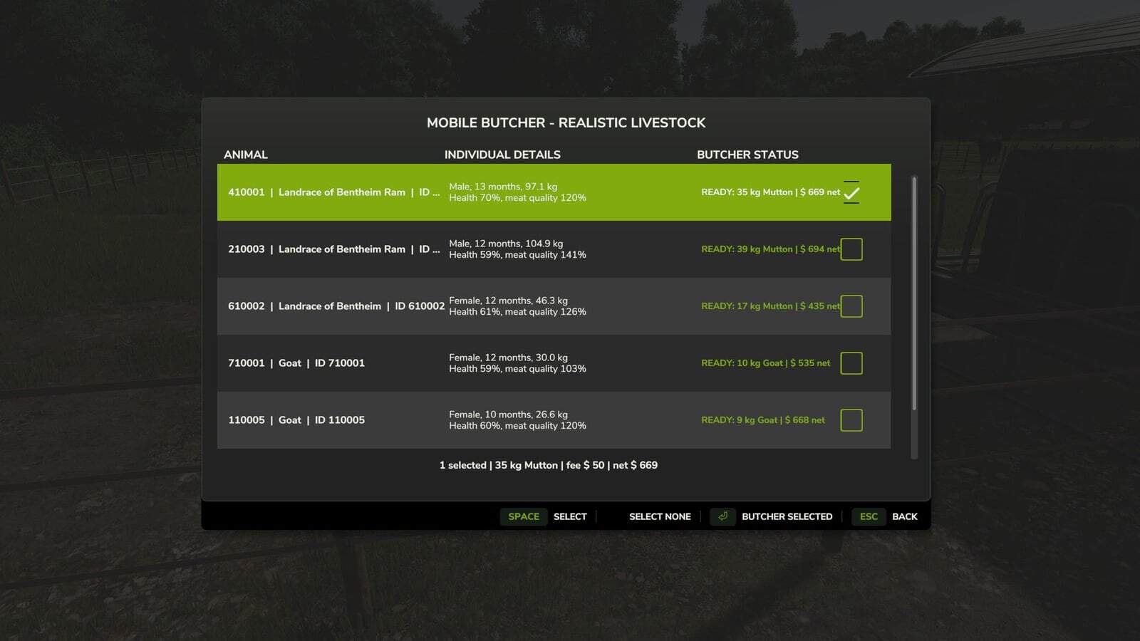 Mobile Butcher (for “Realistic Livestock” mod) V1.1.0.7